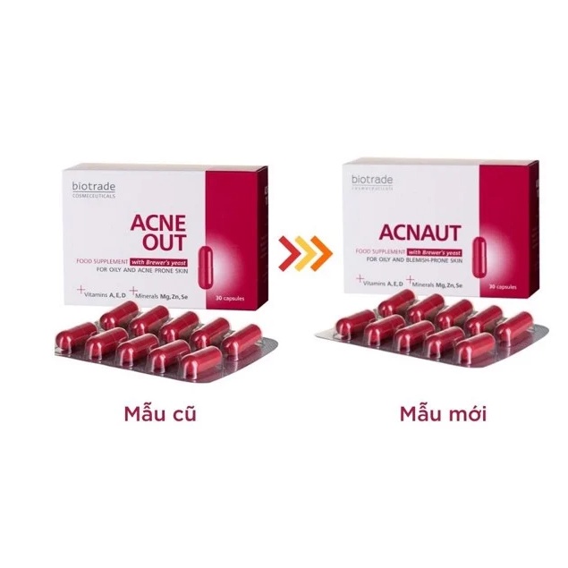 Viên uống giảm mụn Biotrade Acnaut Food Supplement 30 viên, đẹp da