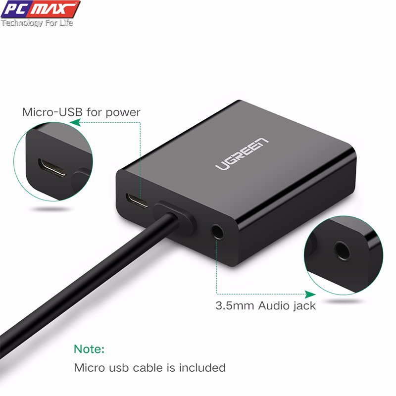 Cáp chuyển đổi Micro HDMI to VGA Ugreen 40268 - Hàng chính hãng