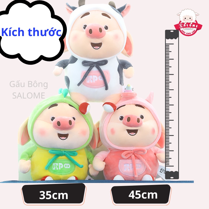 Gấu Bông Heo Tiktok Aó Bò Sữa Cute SALOME - Chất Liệu Cao Cấp - Gối Ôm Qùa Tặng