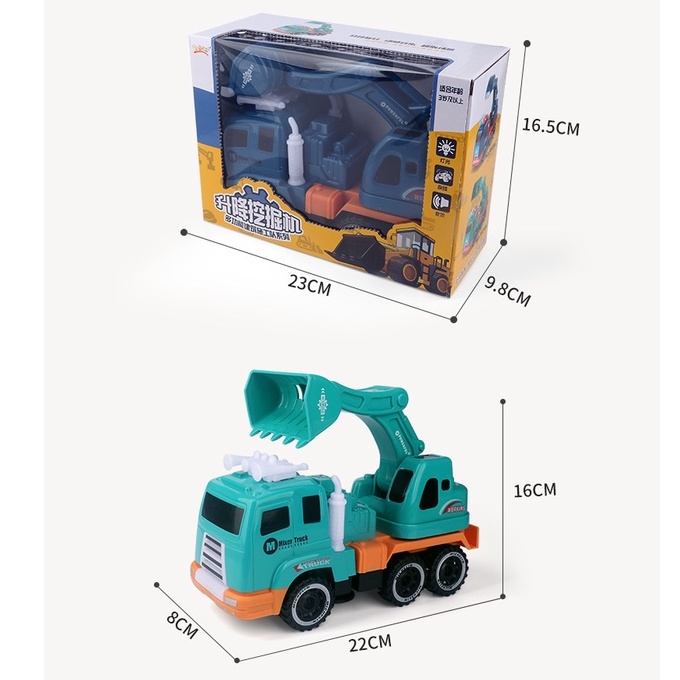 Xe cẩu phát nhạc và đèn LED giúp trẻ phát triển tư duy, máy xúc đồ chơi cho bé xoay 360 độ tự động tránh vật cản