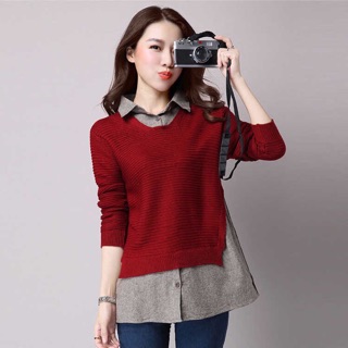 Áo len phối kiểu sơ mi hàng đẹp ( coi kĩ ảnh thật phía cuối )