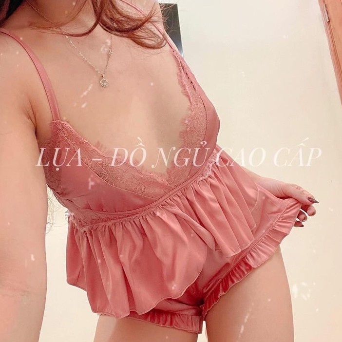 Đồ Ngủ Sexy 2 Dây Phối Ren Ngực Gợi Cảm Kèm Quần Đùi Bèo Lụa Satin Quyến Rũ Mềm Mại Thoáng Mát Freesize - CN008 CINY | BigBuy360 - bigbuy360.vn