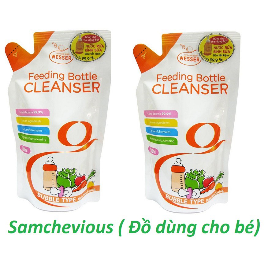 Combo 2 gói Nước rửa bình sữa Wesser 500ml