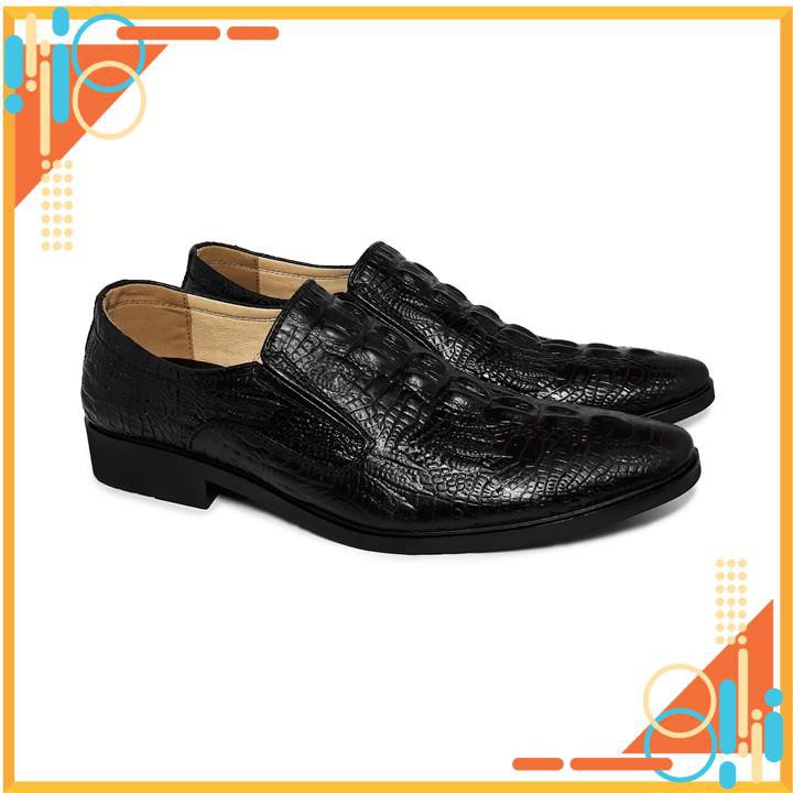 ( Tốt nhất ) Giày Vân Cá Sấu Nam Happyshoes Da Bò - HS09 * ¹