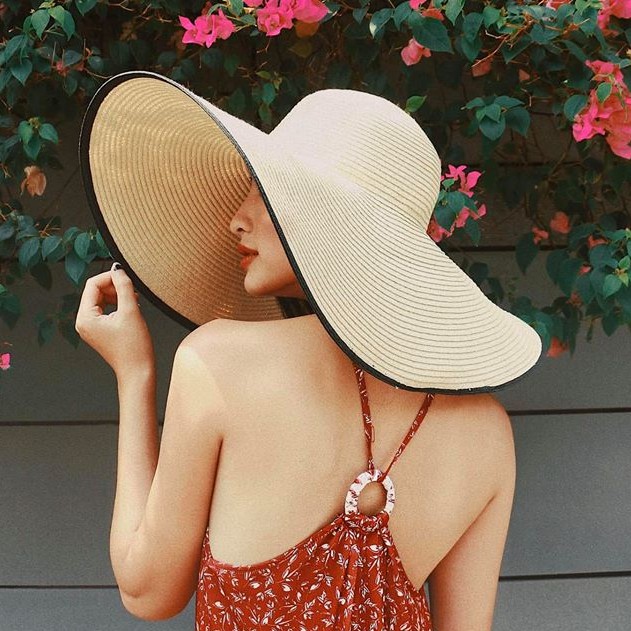 Mũ nón cói rộng vành cực đại/ cực lớn viền đen