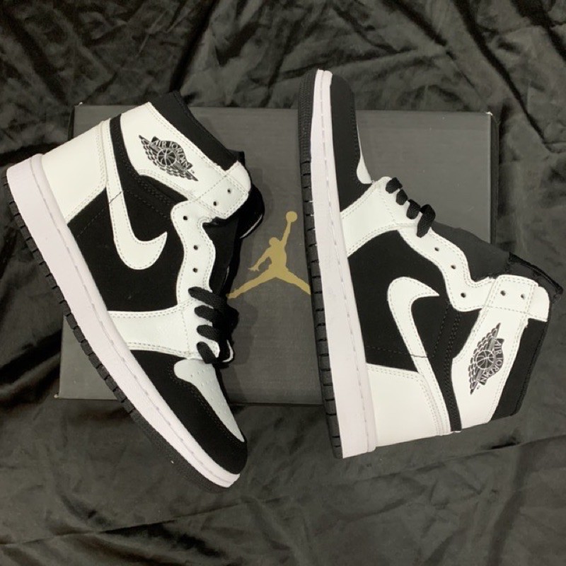 Giày thể thao AIR JORDAN 1 trắng đen cổ cao