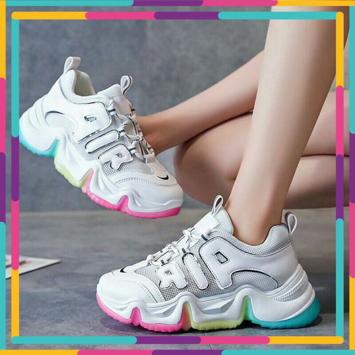 (3 màu) Giày thể thao sneaker nữ  FREESHIP  đế 3 màu siêu hot phối viền bóng AIRR