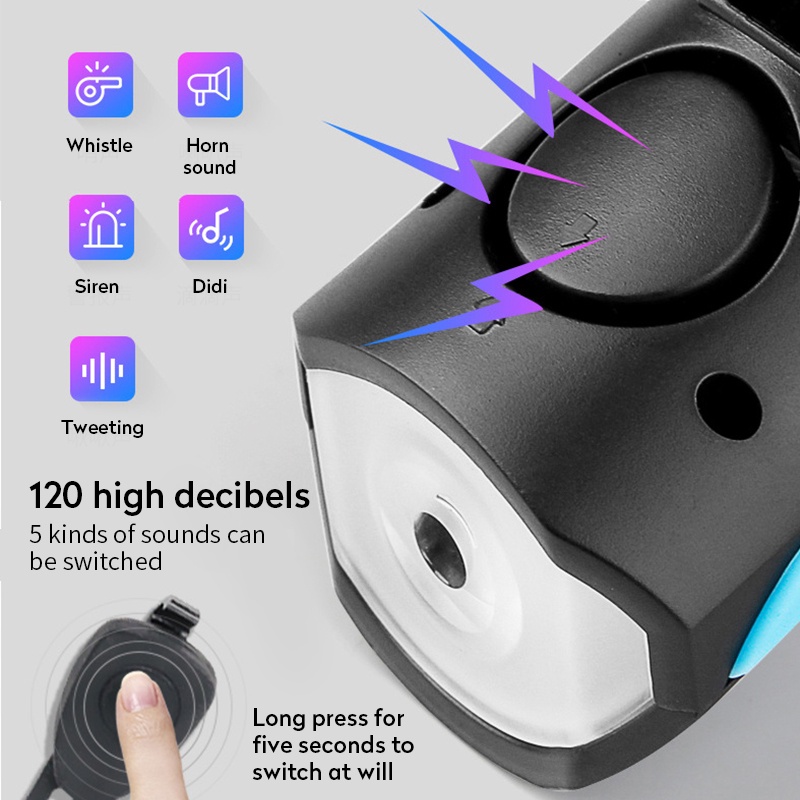 Còi Xe Đạp Có Đèn Âm Thanh Lớn / Đèn Chống Thấm Nước Có Thể Sạc Lại Tiện Dụng