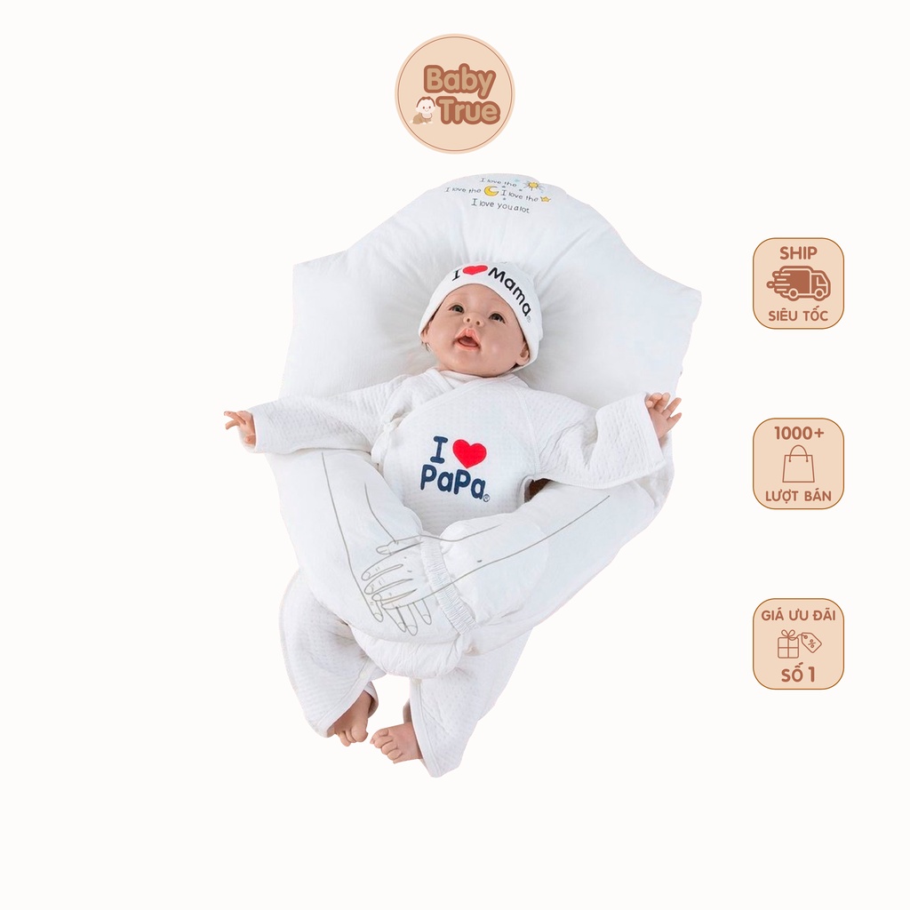 Gối chữ U cho bé chống méo đầu, giật mình nằm nghiêng Baby True