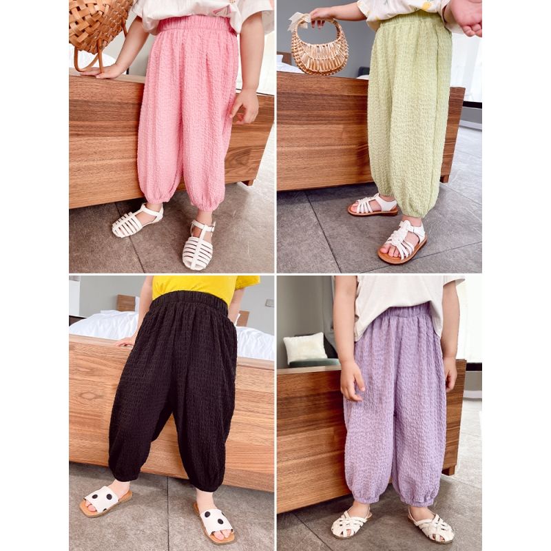 Quần Dài Vải Cotton Jacquard Màu Trơn Thoải Mái Chống Muỗi Thời Trang Mùa Hè Hàng Mới Cho Bé Gái 2022