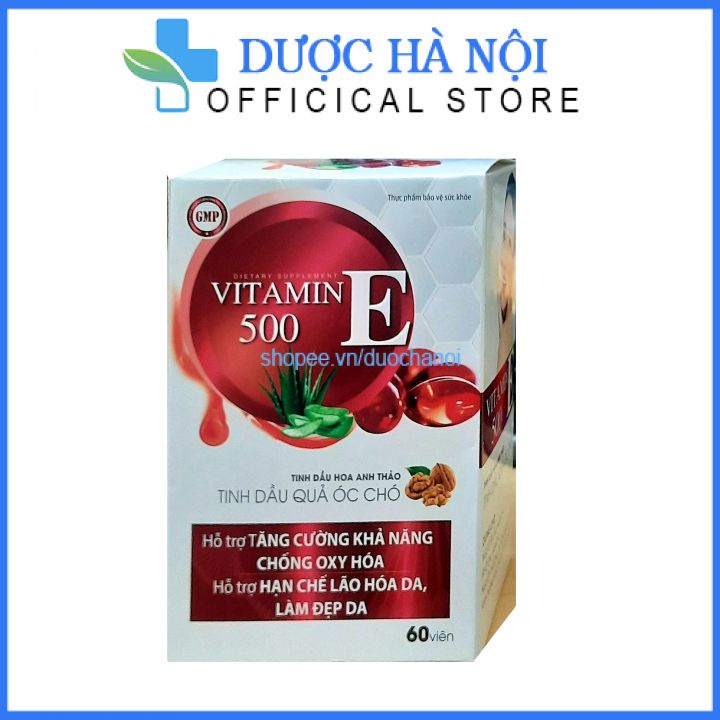 Viên uống trắng đẹp da collagen Vitamin E đỏ 500 đẹp da giảm lão hóa ngừa nám tàn nhang hộp 60 viên
