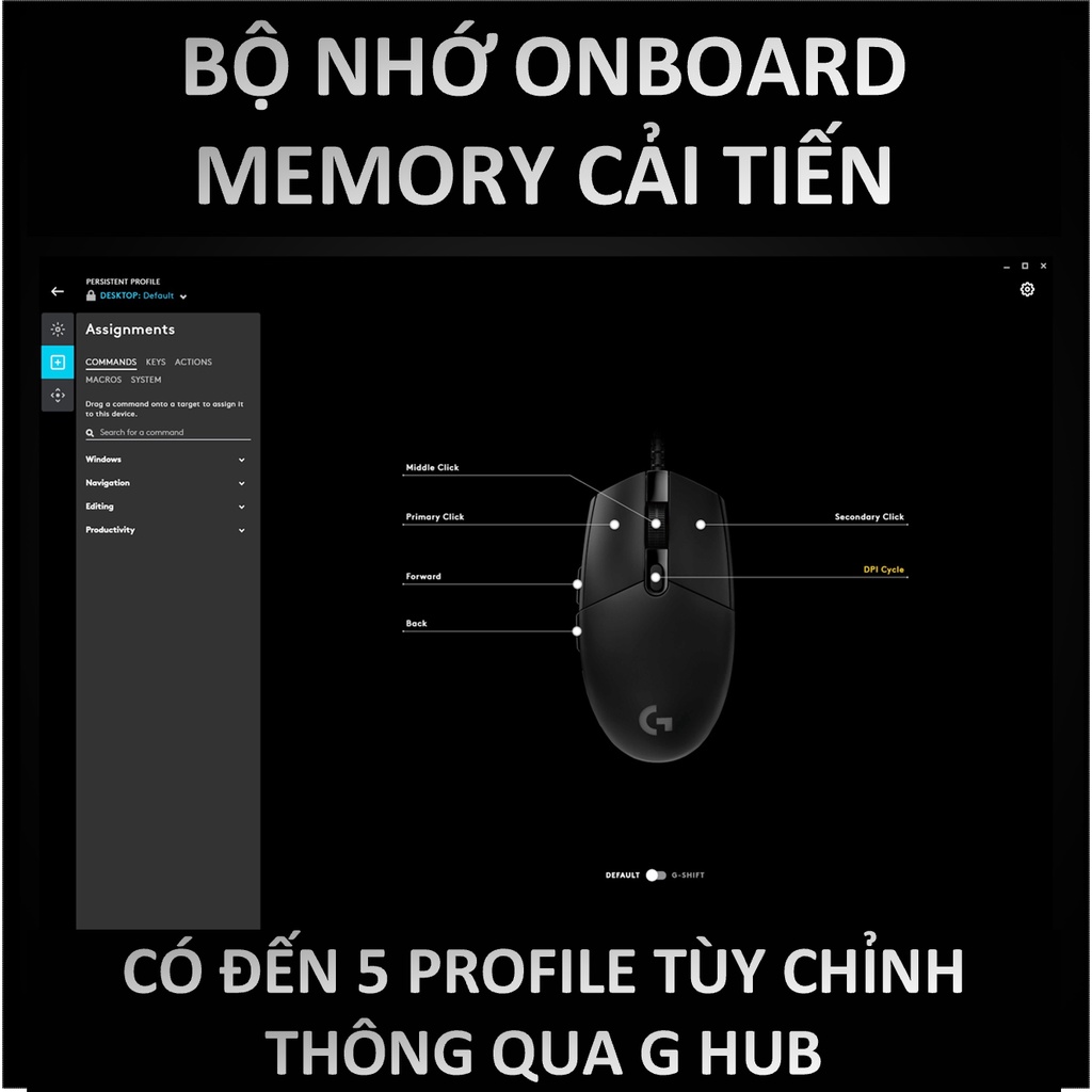 Chuột có dây RGB Logitech G Pro Hero - 6 nút lập trình, 5 cấu hình bộ nhớ tích hợp