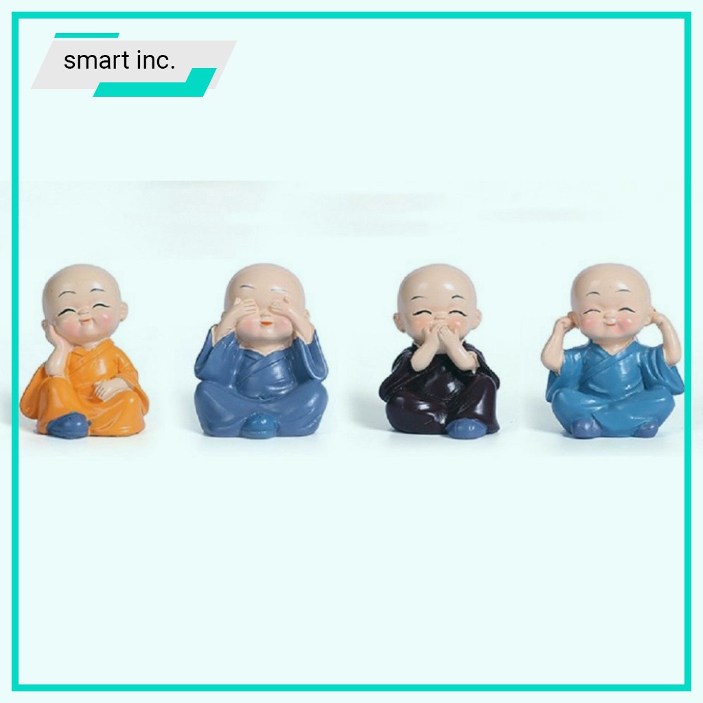 Bộ 4 Tượng Tứ Không Mini Bằng Sứ Tượng Chú Tiểu Hòa Thượng Để Bàn Xe Hơi