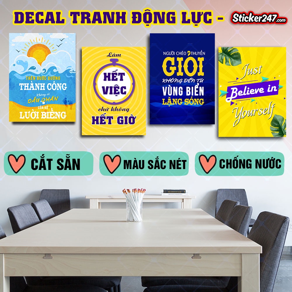 Tranh Động Lực 🌈𝑭𝒓𝒆𝒆𝒔𝒉𝒊𝒑 Decal Dán Tường Trang Trí Chống Thấm Nước, Dùng Decor Công Ty, Văn Phòng, Cửa Hàng
