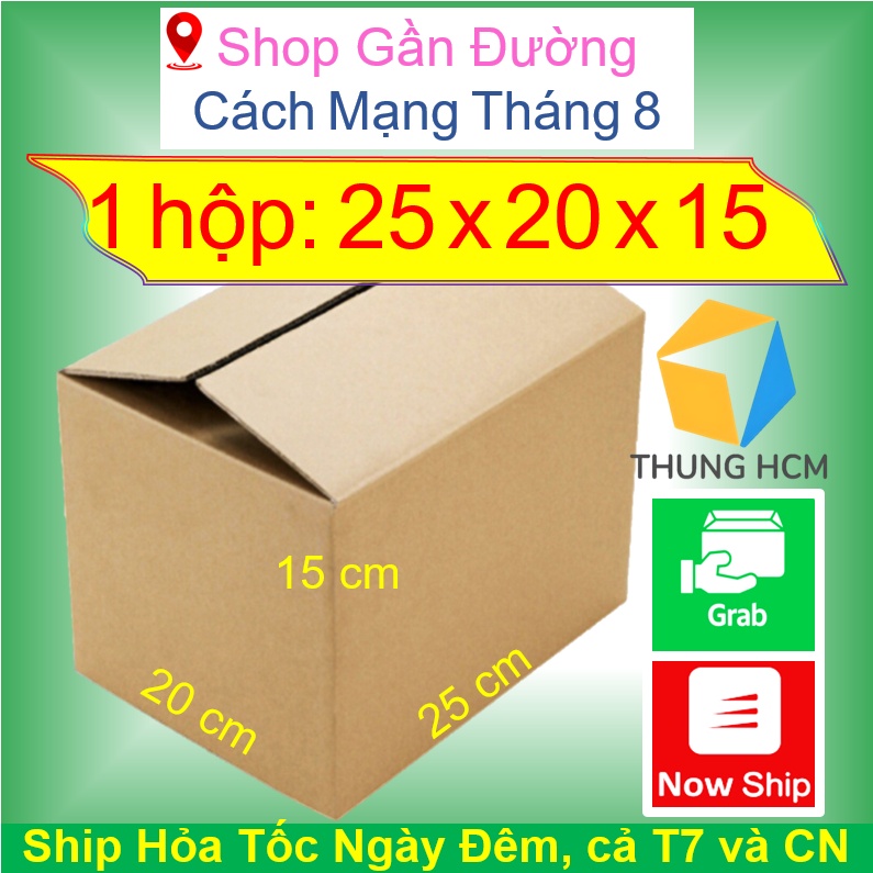 Hộp giấy gói hàng 25x20x15 hộp caton đóng hàng thunghcm H16