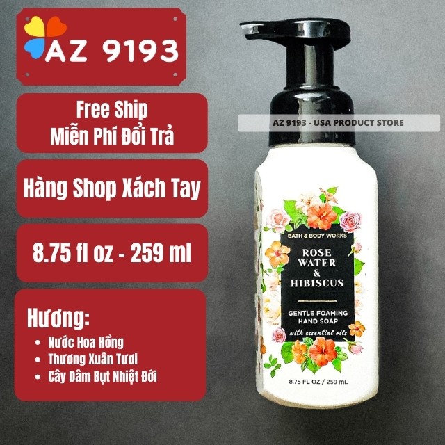 [Mua Tại Mỹ] Nước Rửa Tay Bath and Body Works 259 ml Dạng Bọt (Foaming) - AZ 9193 Nước rửa tay bọt, Nước rửa tay bbw