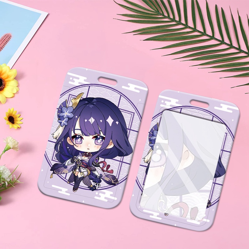 Bao Đựng Thẻ Id / Xe Bus Màu Hổ Phách Zhongli Albedo Có Dây Đeo Mặt Dây Chuyền Cho Học Sinh Nam Và Nữ Genshin Va