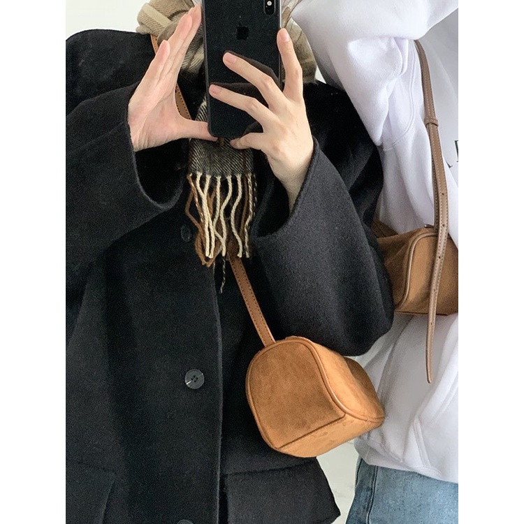Korean autumn and winter New retro suede shoulder crossbody small bag all-match underarm bag ins women's handbag