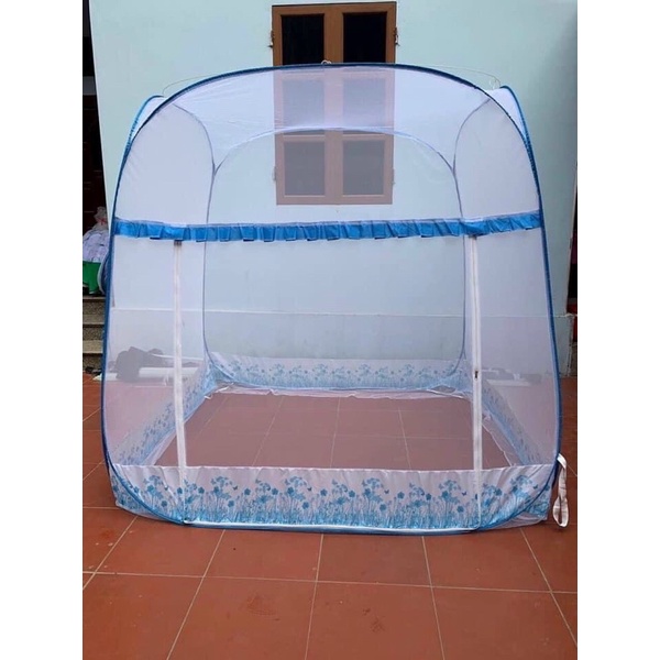 Màn chụp tự bung đỉnh vuông Hậu Bạn - Mẫu mùng chụp tự bung người lớn chống muỗi gấp gọn tiện dụng