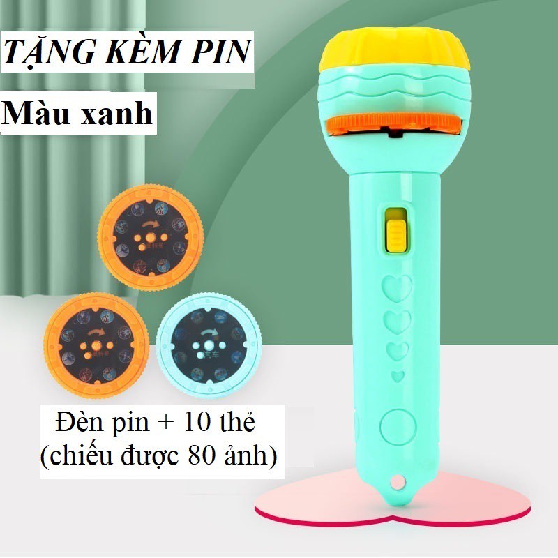 Đèn Pin Chiếu Hình 3D, có 80 Hình Chiếu Động Vật Ngỗ Nghĩnh Đáng Yêu