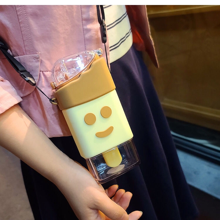 Bình Nước Cầm Tay Chống Sốc Kèm Ống Hút Hình Kem Dưa Hấu Dành Cho Trẻ Em Mẫu Giáo