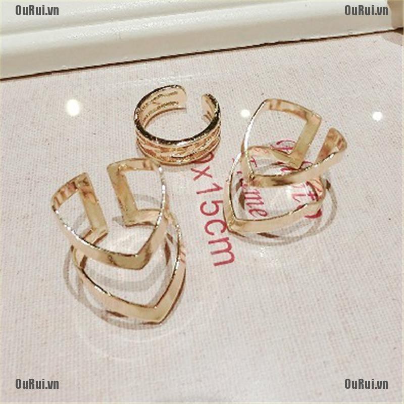 Bộ 3 Nhẫn Hợp Kim Thiết Kế Xinh Xắn Cho Nữ