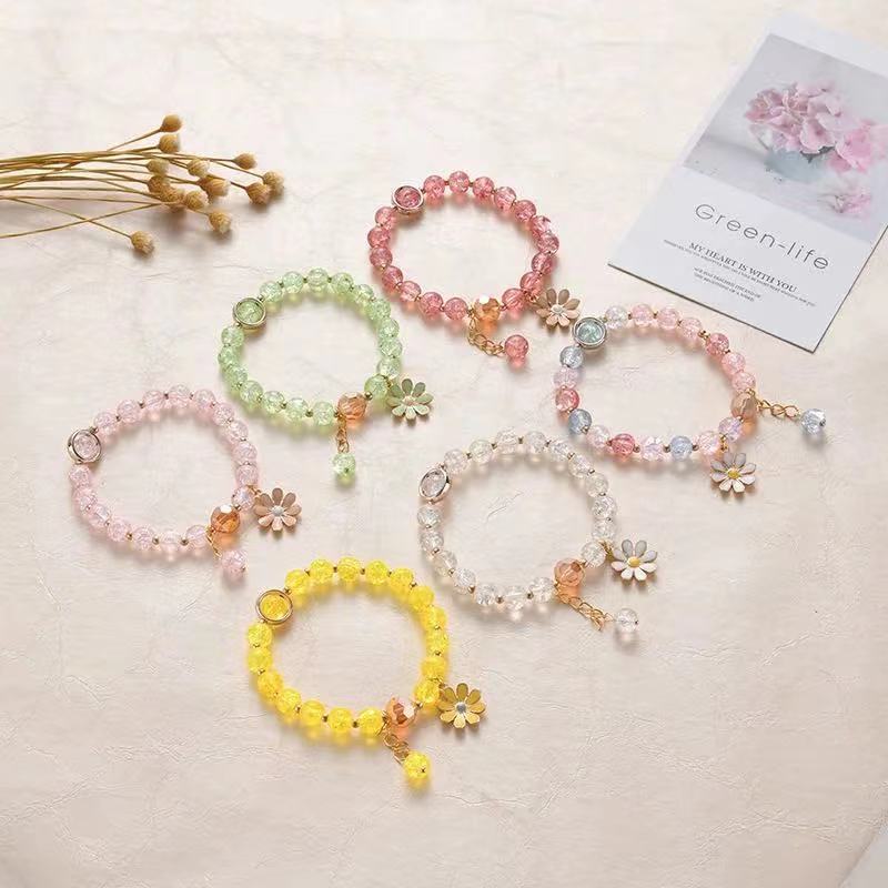  Korean small chrysanthemum pendant glass bead women's bracelet