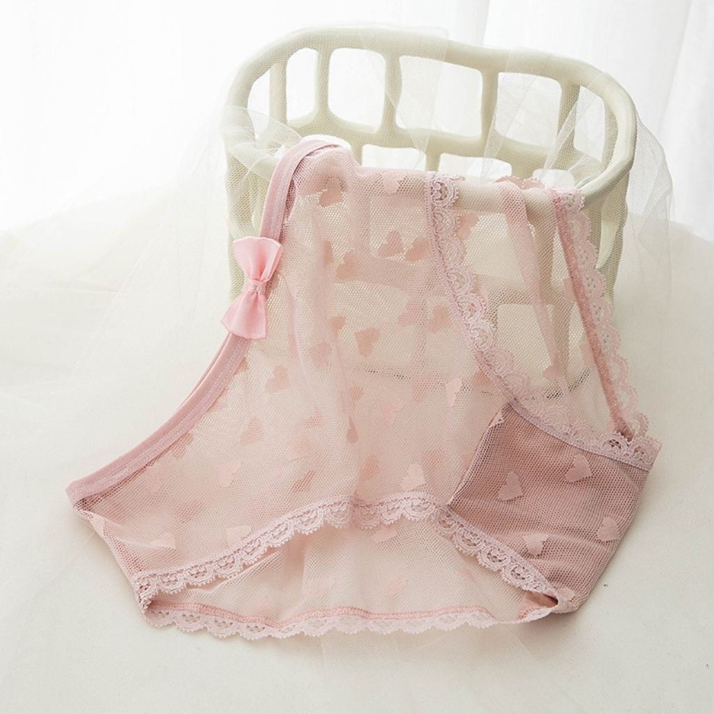 Quần lót nữ ren sexy cao cấp ôm dáng họa tiết trái tim đính nơ gợi cảm DEVARI L256
