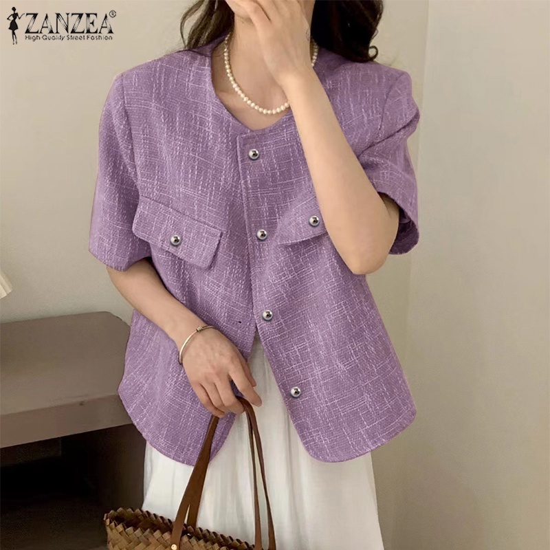 Áo khoác blazer ZANZEA tay ngắn thời trang cho nữ