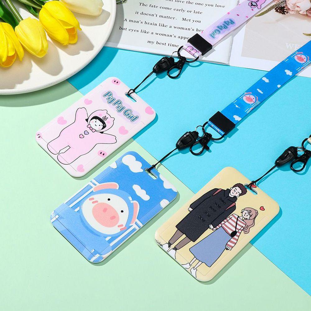 SOMEDAYZL Dây Đeo Thẻ ID Họa Tiết Hoạt Hình Dễ Thương Ốp