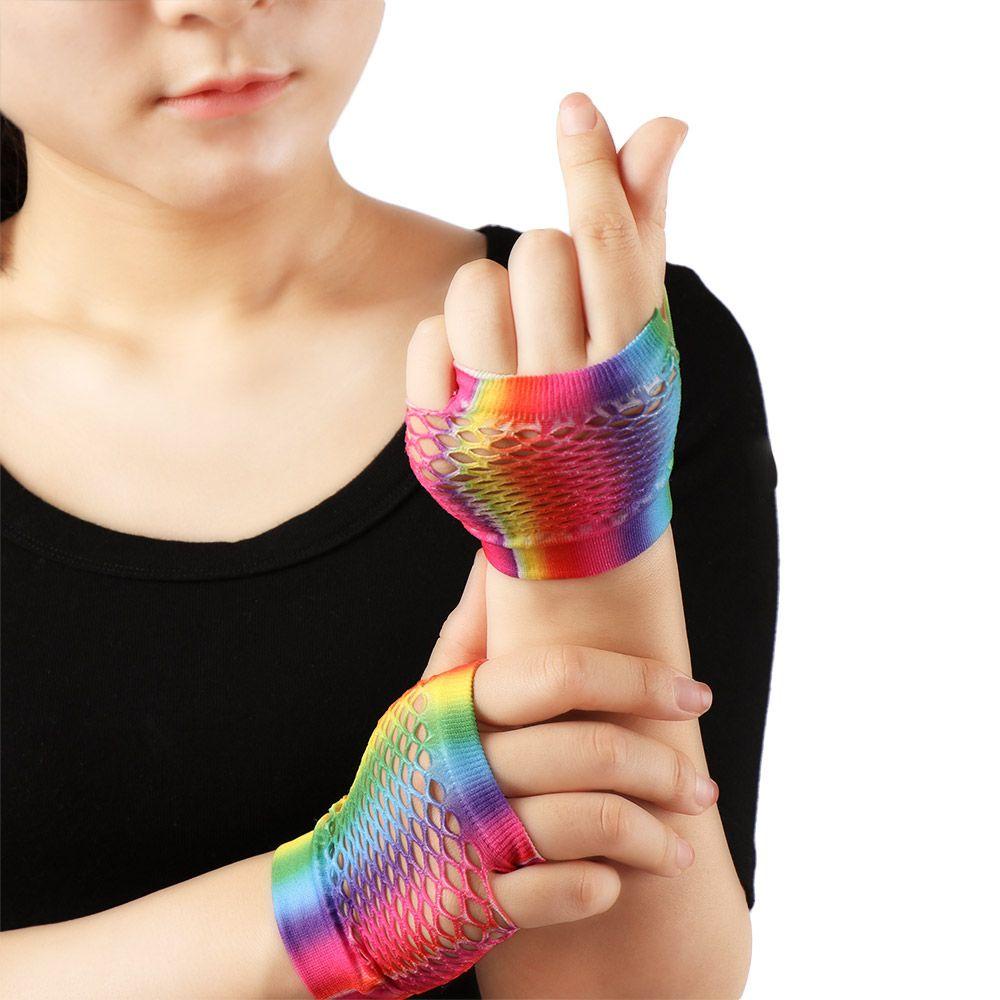 WATTLE Găng Tay Lưới Hở Lỗ Nhiều Màu Sáng Bóng Dùng Biểu Diễn Disco