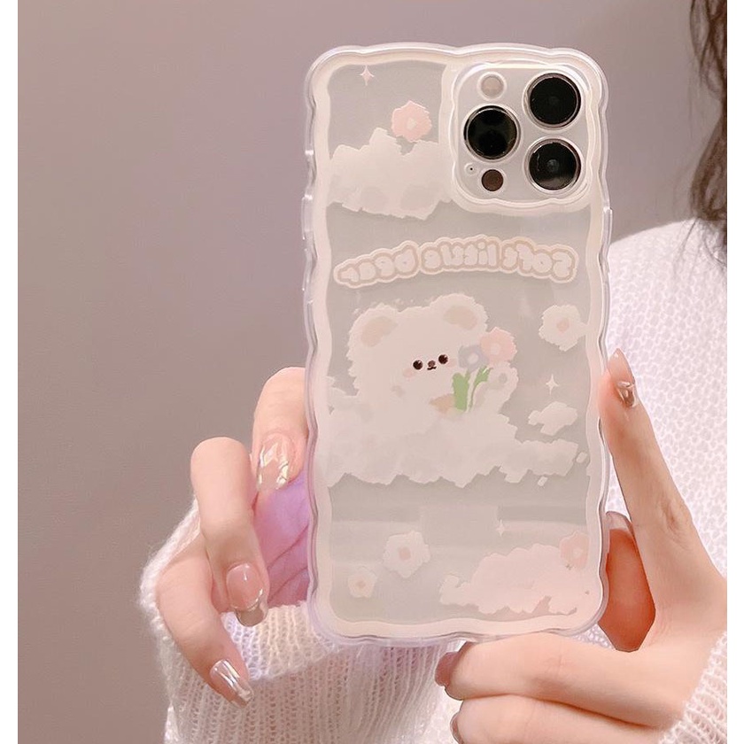 Ốp lưng IPhone trong lượn sóng gấu và mây 6/6s/6plus/6splus/7/7plus/8/8plus/xs/11/12/13/14/pro/max/plus/promax TLS28