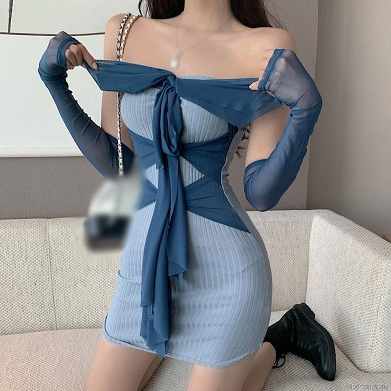 Đầm Body Tay Dài Thiết Kế Hở Lưng Quyến Rũ Cho Nữ
