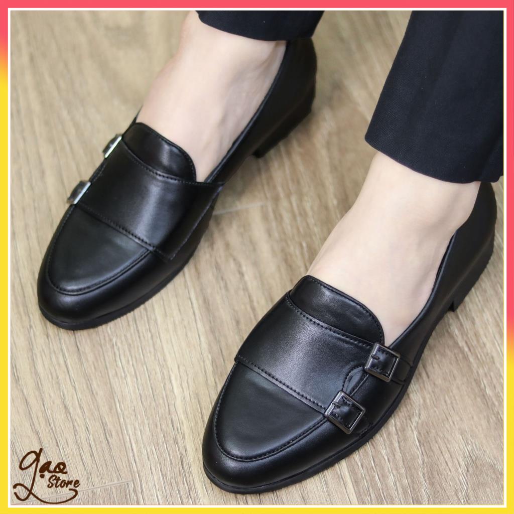 Giày Lười Nam Da Lì 2 Khóa Chéo Trẻ Trung [ Đế Khâu Chắc Chắn ] Mã L191 | BigBuy360 - bigbuy360.vn