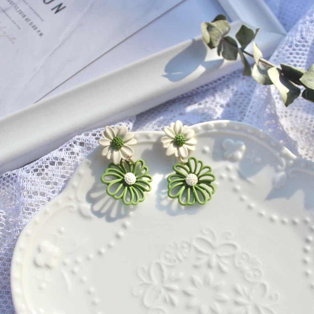 Bông Tai Hình Hoa Cúc MXGOODS Màu Xanh Lá Thời Trang Mùa Hè Xinh Xắn Cho Nữ