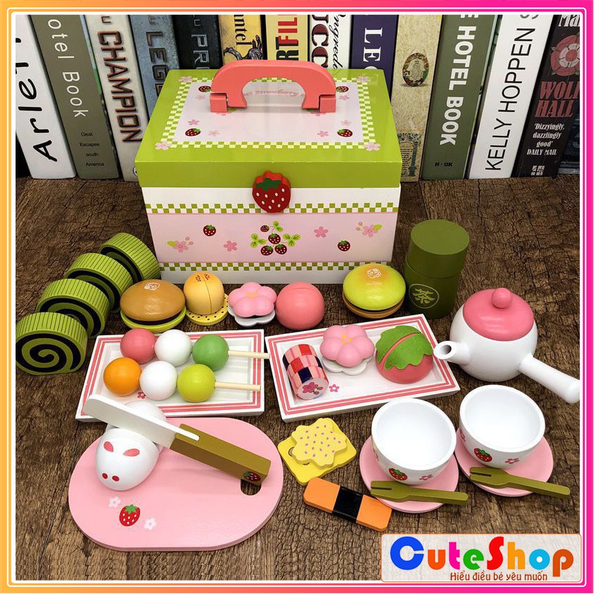 Bộ đồ chơi Tiệc trà xanh mô phỏng mother garden- Đồ chơi gỗ xuất Nhật
