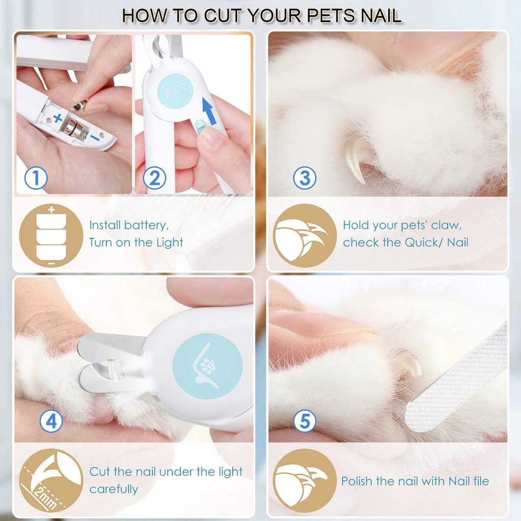 TOGEWITHU Dụng Cụ Cắt Móng Tay Có Đèn Led Dành Cho Thú Cưng Thú Cưng