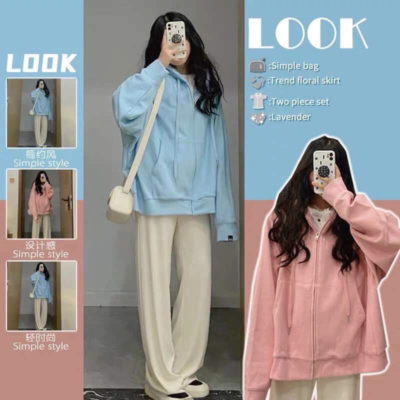 Bộ nỉ áo khoác quần be HS6