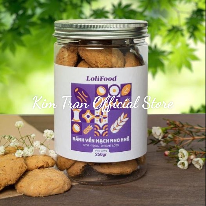 Bánh Yến Mạch Nho Khô Lolifood 250g – Bánh Bổ Sung Dinh Dưỡng Cho Người Bà Bầu, Giảm Cân, Ăn Kiêng, Ăn vặt Healthy