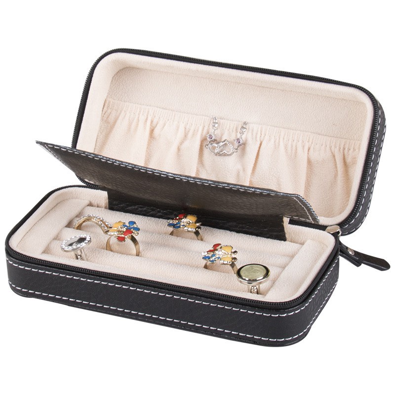 Small Travel Jewelry Box,Rings Cufflinks Tie Clip Organizer,Zipper Closure