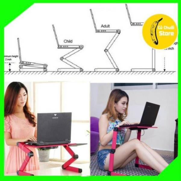 [Xả kho + free ship] Bàn để laptop Xoay 360 độ linh hoạt 2 chân_chân gập chữ Z. Mặt bàn có quạt tản nhiệt