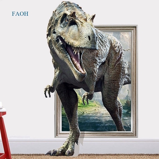 Decal dán tường hình khủng long hoạt hình 3D ấn tượng