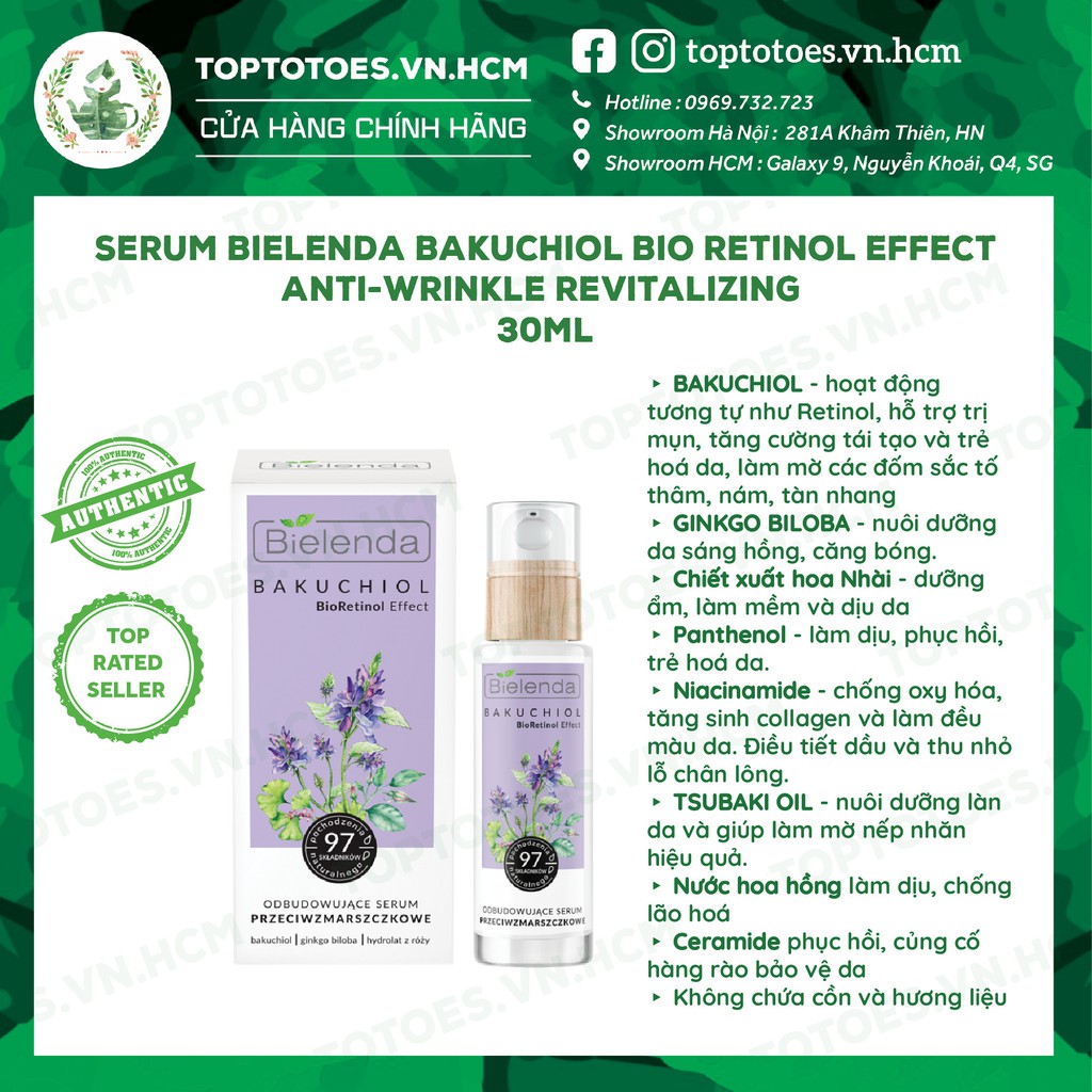 Serum Bielenda Bakuchiol Bio Retinol Effect Anti-wrinkle Revitalizing dưỡng ẩm, phục hồi, trẻ hóa da