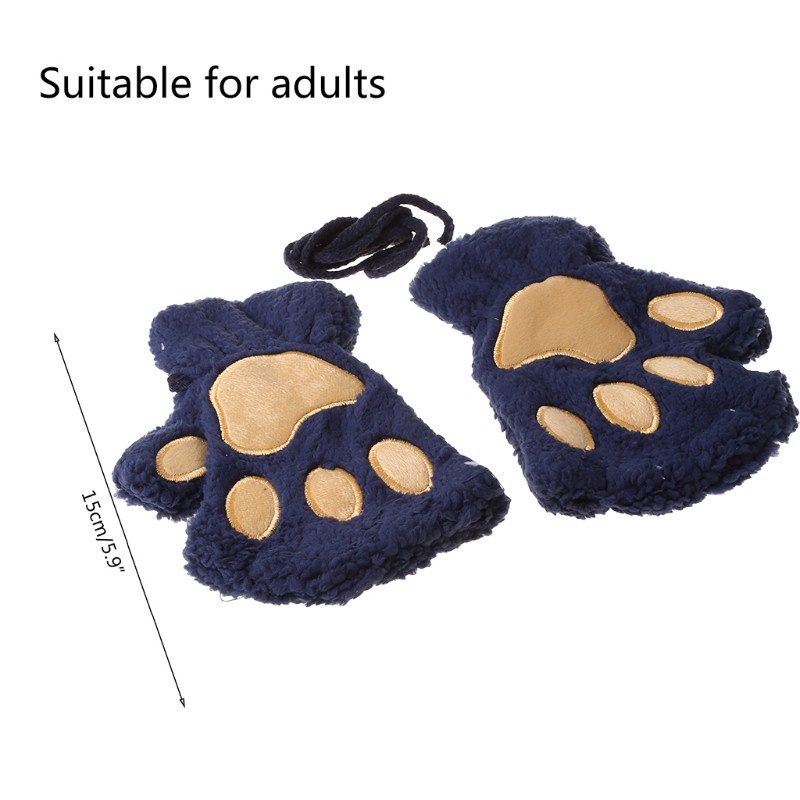 Găng Tay Hở Ngón Giữ Ấm Mùa Đông Hình Bàn Chân Mèo Hoạt Hình Cho Nữ