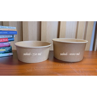 Tô giấy Kleur - Set 50 Tô giấy Kraft Salad 750ml (có nắp)