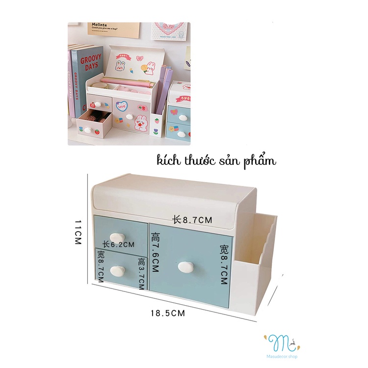 Kệ đa năng trắng xanh có nắp đậy như hình 🌈
