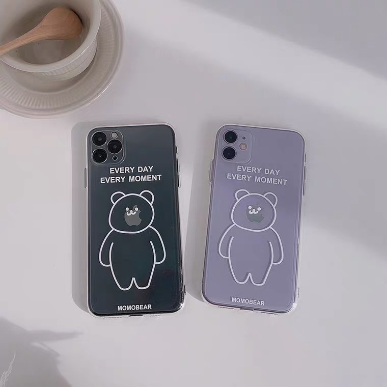 Ốp momo bear silicon trong in hình cao cấp dành cho iPhone 11 12 Pro Max 7 8 Plus X XsMax XR Cú Mèo Case