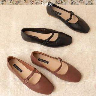 Giày búp bê bệt Mary Jane da sần  240819002 Better Shoes