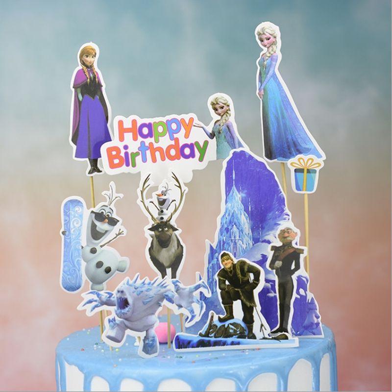 1 Bộ Phụ Kiện Trang Trí Bánh Kem Sinh Nhật Hình Công Chúa Elsa Trong Phim Frozen