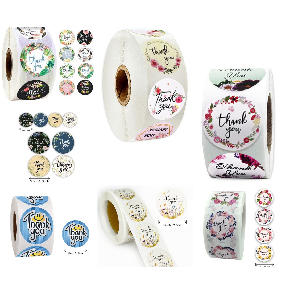 [NHIỀU SIZE] Cuộn 500 nhãn dán cảm ơn, sticker "thank you" cảm ơn hàng thiết kế nhiều mẫu cực đẹp